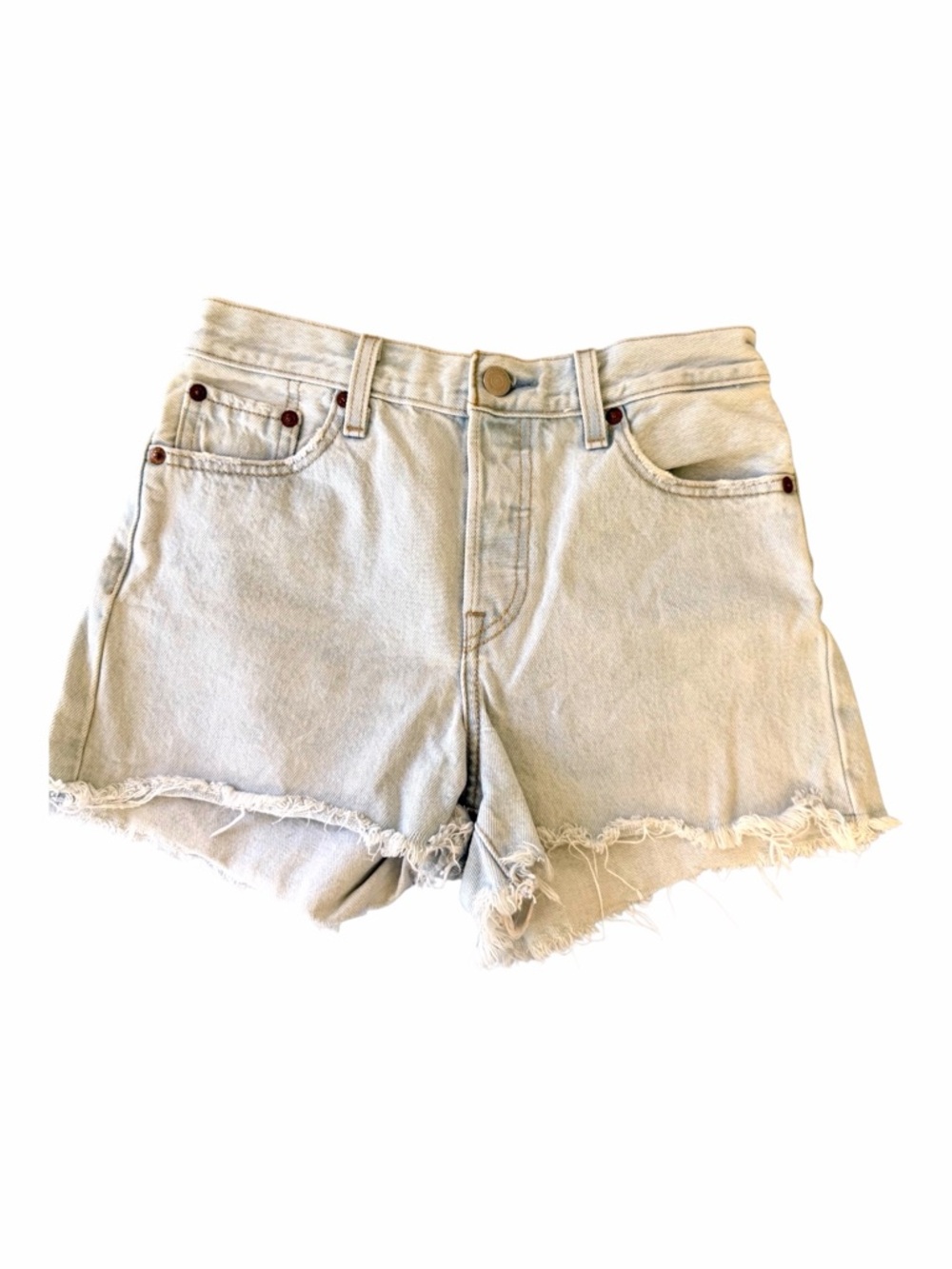 Levi's Premium Wedgie Short Distressed Western Cutoff Light Wash Size 26